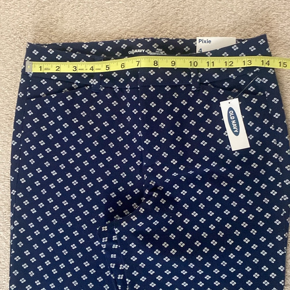 OLD NAVY Pixie High Rise Pants Size 4 NWT Secret-Slim Pockets Cotton Blend Navy - Picture 9 of 15